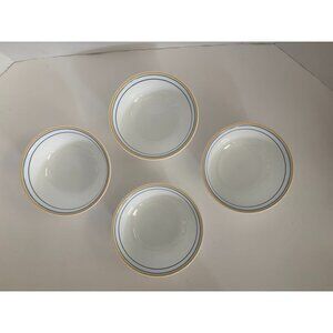 CORELLE Dessert Cereal Bowls Set Of 4 Casa Flora Blues and Yellow Rims Corning